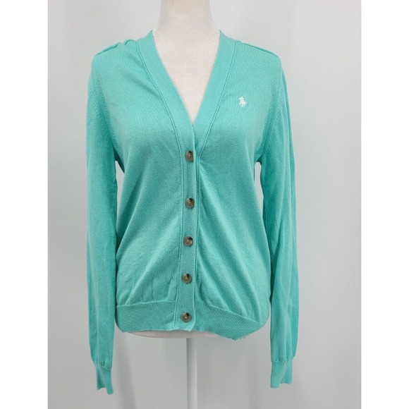 Ralph Lauren Sweaters - Ralph Lauren Sport Women Preppy Cardigan Large Old Money Tortoiseshell Button